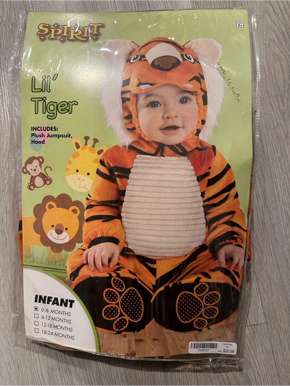 Spirit Infant Tiger Plush Jumpsuit in Orange and Cream